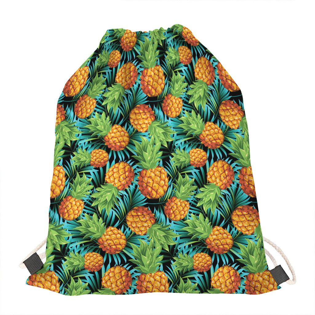Exotic Tropical Pineapple Pattern Print Drawstring Bag