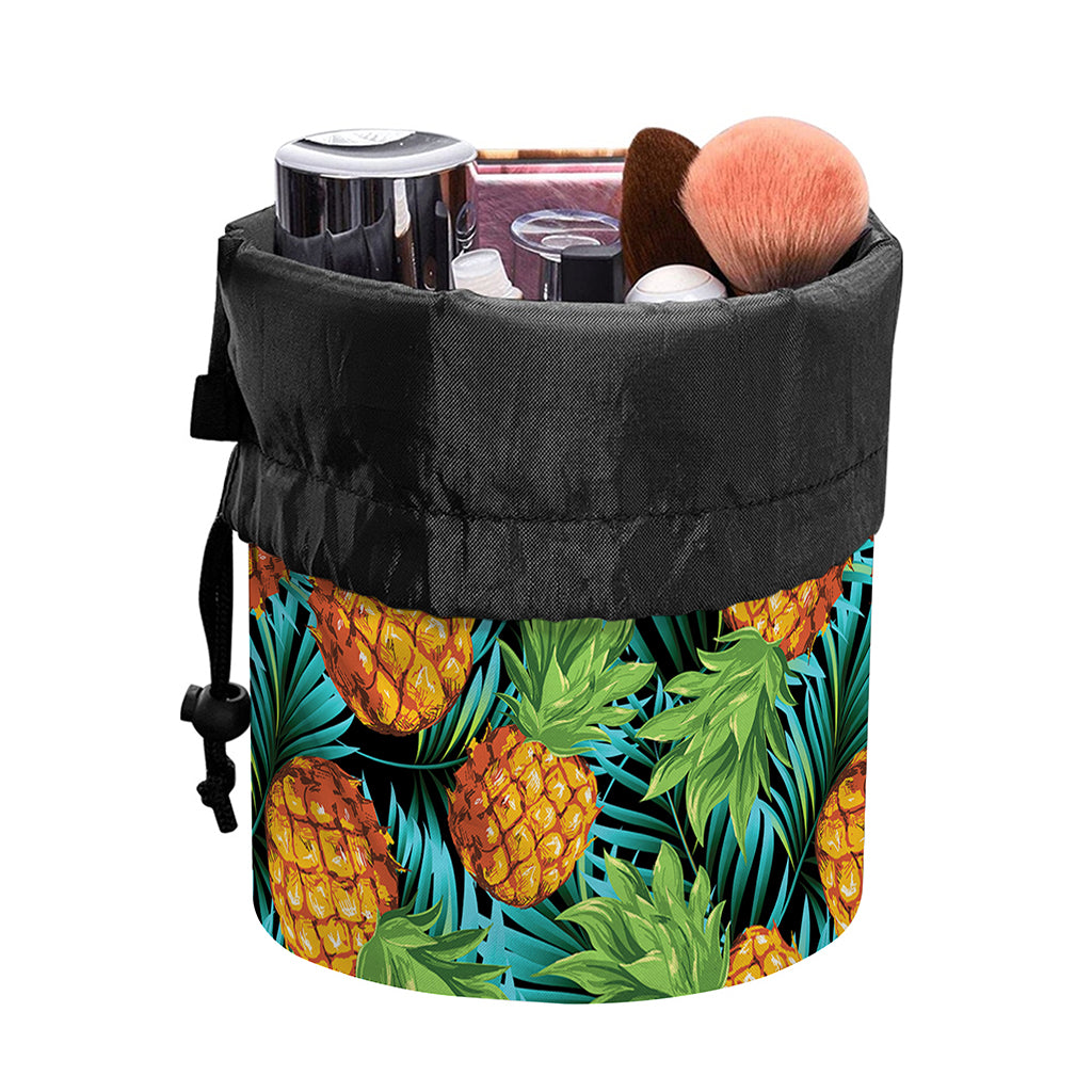 Exotic Tropical Pineapple Pattern Print Drawstring Makeup Bag