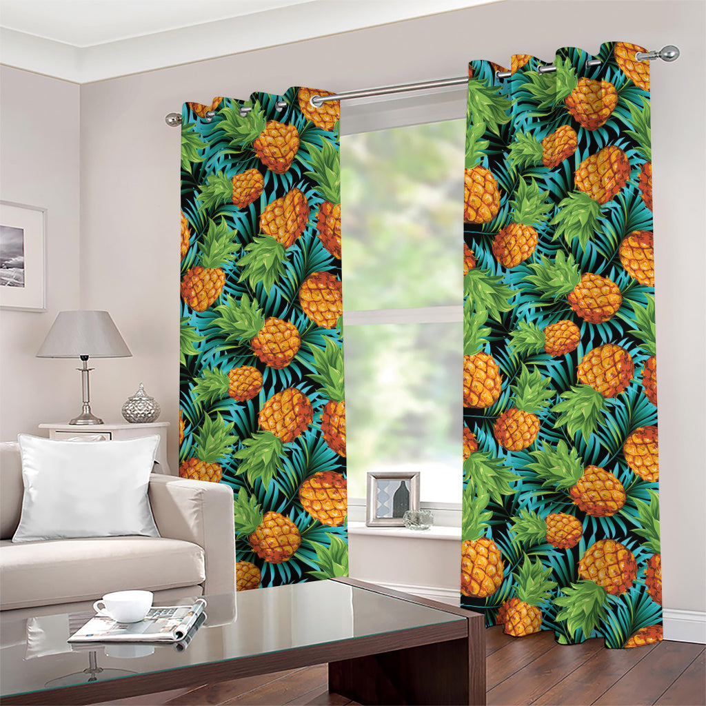Exotic Tropical Pineapple Pattern Print Grommet Curtains
