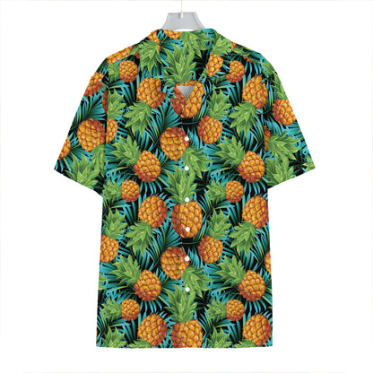 Exotic Tropical Pineapple Pattern Print Hawaiian Shirt