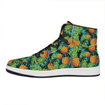 Exotic Tropical Pineapple Pattern Print High Top Leather Sneakers
