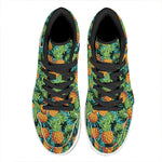 Exotic Tropical Pineapple Pattern Print High Top Leather Sneakers