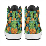 Exotic Tropical Pineapple Pattern Print High Top Leather Sneakers