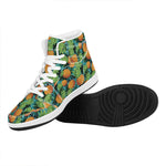 Exotic Tropical Pineapple Pattern Print High Top Leather Sneakers