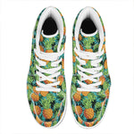 Exotic Tropical Pineapple Pattern Print High Top Leather Sneakers