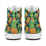 Exotic Tropical Pineapple Pattern Print High Top Leather Sneakers
