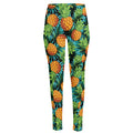 Exotic Tropical Pineapple Pattern Print High-Waisted Pocket Leggings