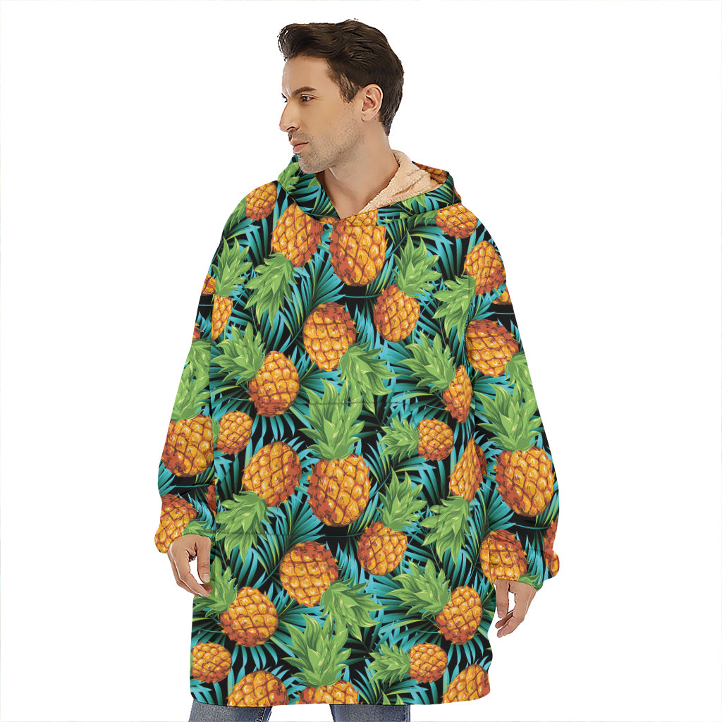 Exotic Tropical Pineapple Pattern Print Hoodie Blanket