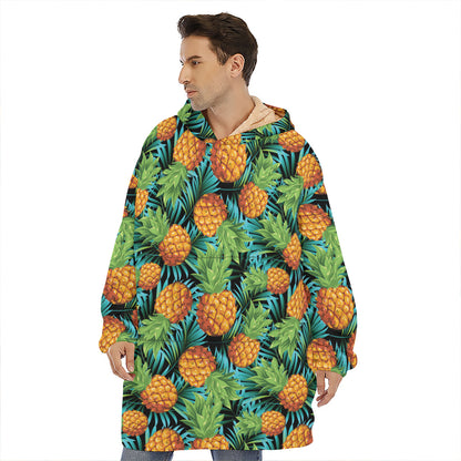 Exotic Tropical Pineapple Pattern Print Hoodie Blanket