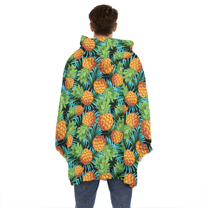 Exotic Tropical Pineapple Pattern Print Hoodie Blanket