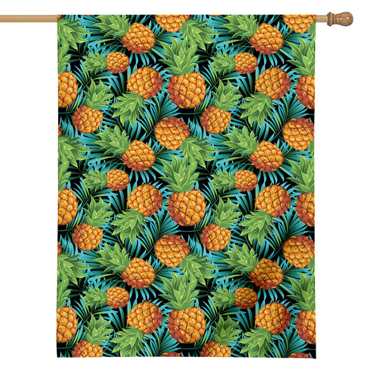Exotic Tropical Pineapple Pattern Print House Flag