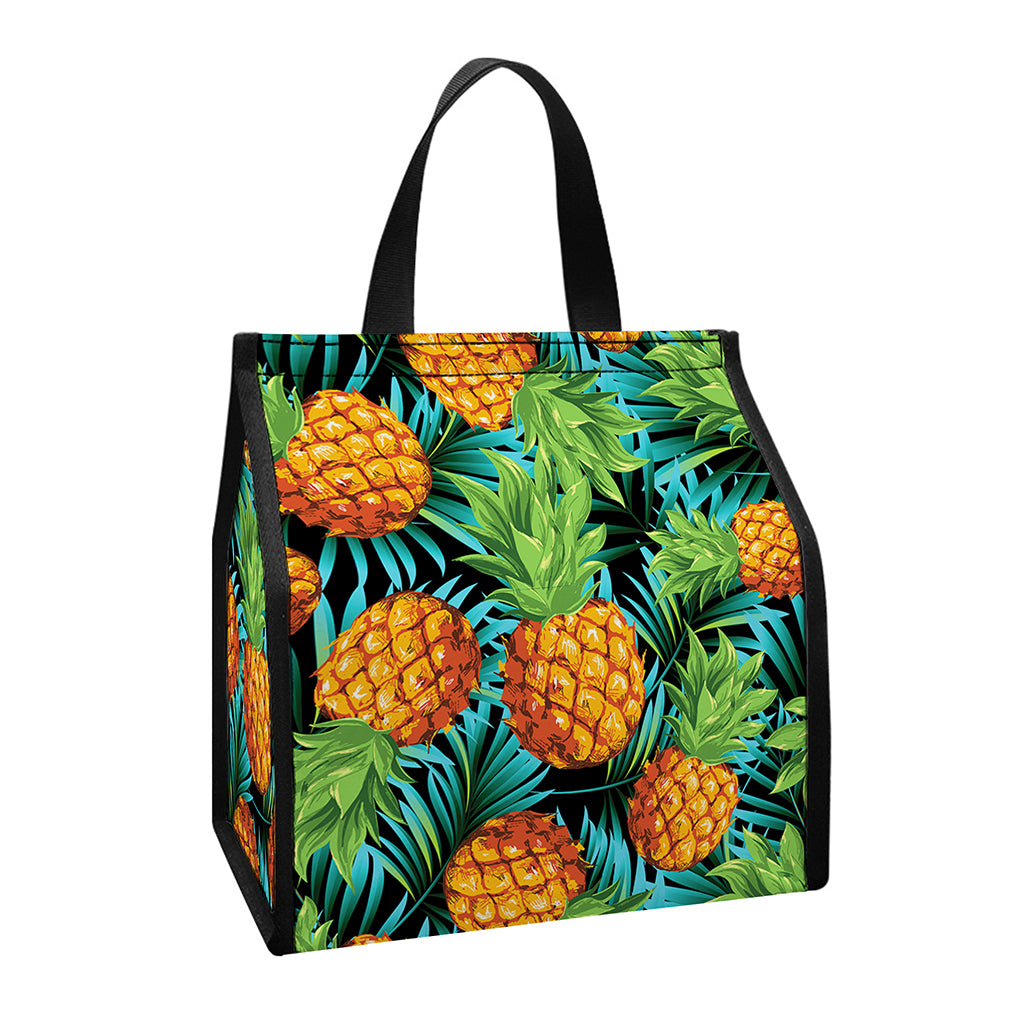 Exotic Tropical Pineapple Pattern Print Insulated Lunch Tote