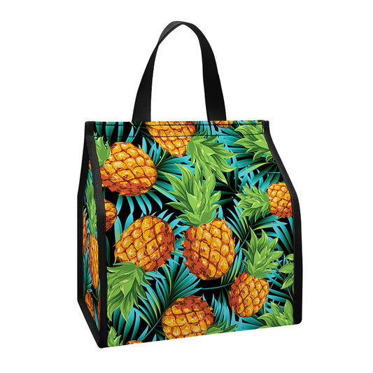 Exotic Tropical Pineapple Pattern Print Insulated Lunch Tote