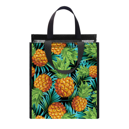 Exotic Tropical Pineapple Pattern Print Insulated Lunch Tote