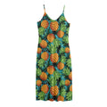 Exotic Tropical Pineapple Pattern Print Jersey Midi Cami Dress