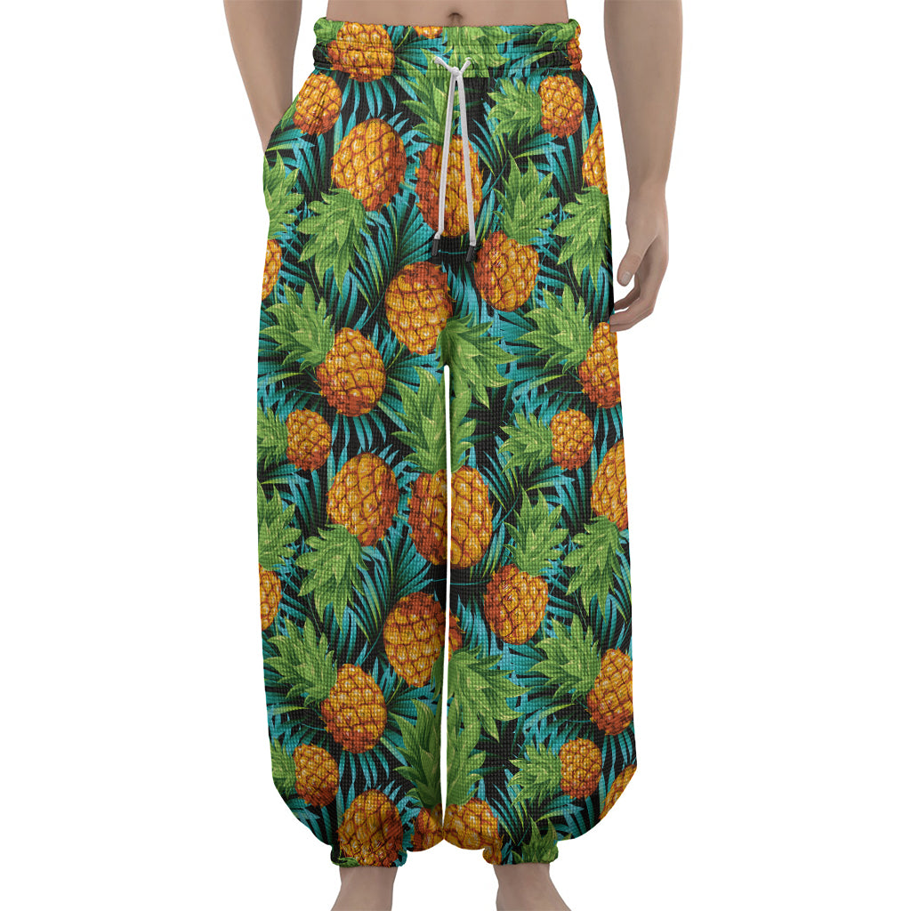 Exotic Tropical Pineapple Pattern Print Lantern Pants