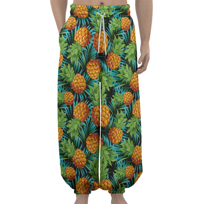 Exotic Tropical Pineapple Pattern Print Lantern Pants