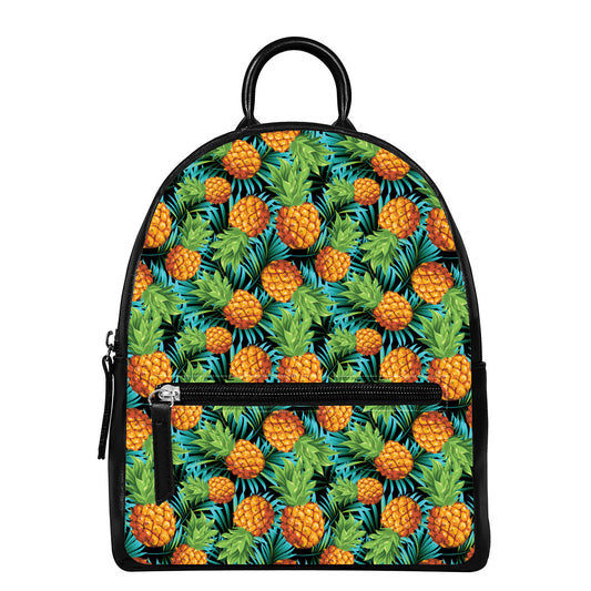Exotic Tropical Pineapple Pattern Print Leather Backpack