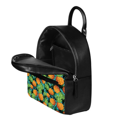 Exotic Tropical Pineapple Pattern Print Leather Backpack