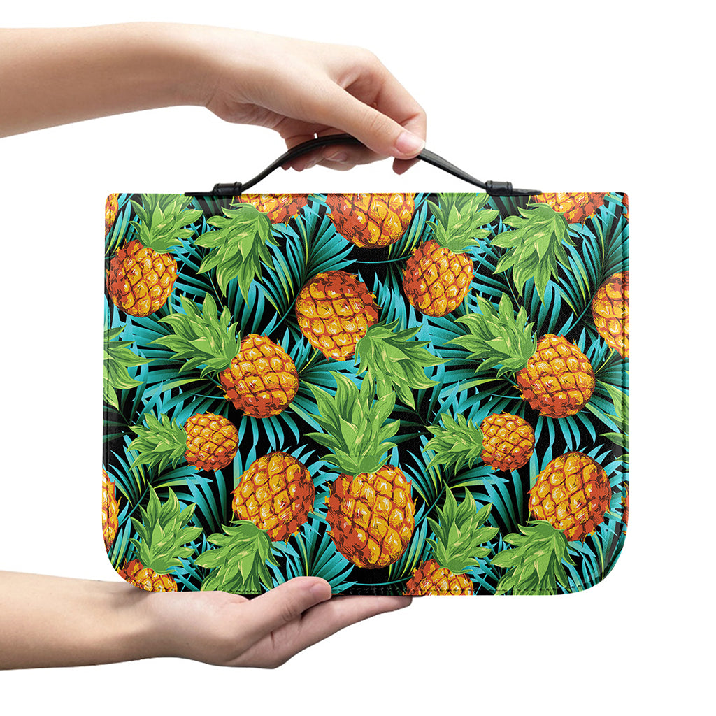 Exotic Tropical Pineapple Pattern Print Leather Bible Cover