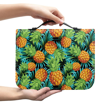 Exotic Tropical Pineapple Pattern Print Leather Bible Cover