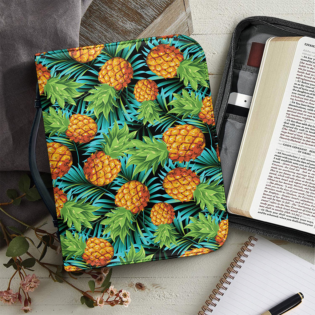 Exotic Tropical Pineapple Pattern Print Leather Bible Cover
