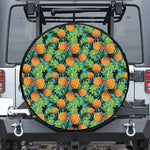 Exotic Tropical Pineapple Pattern Print Leather Spare Tire Cover
