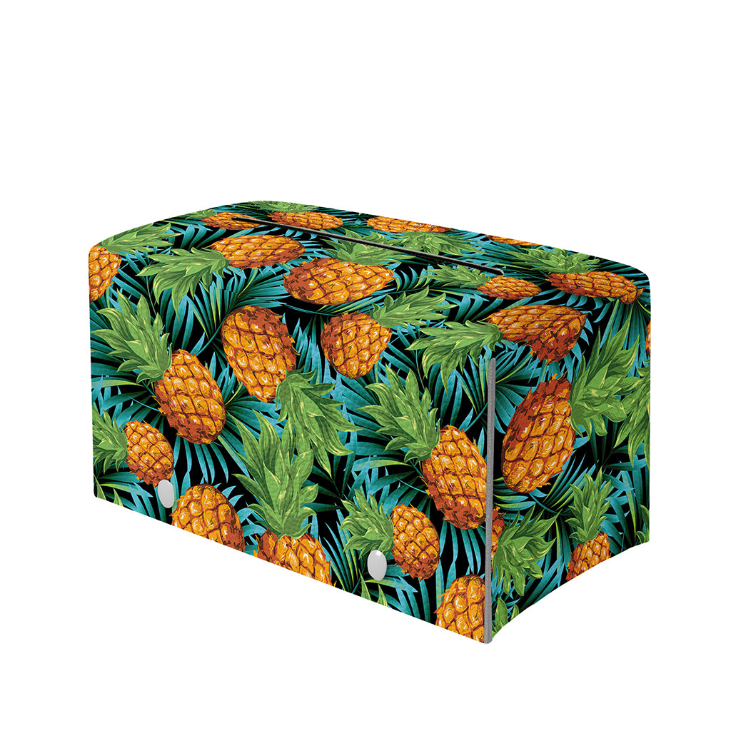 Exotic Tropical Pineapple Pattern Print Leather Tissue Box Cover