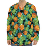 Exotic Tropical Pineapple Pattern Print Long Sleeve Baseball Jersey