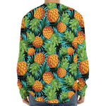 Exotic Tropical Pineapple Pattern Print Long Sleeve Baseball Jersey