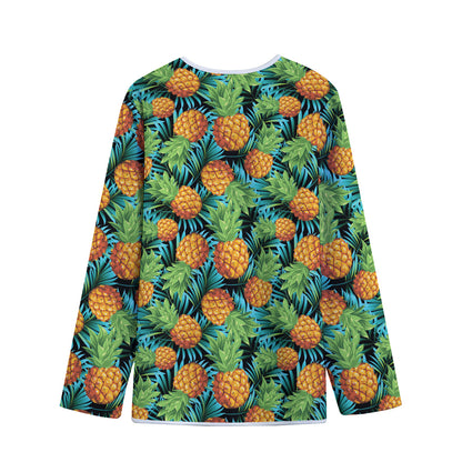 Exotic Tropical Pineapple Pattern Print Long Sleeve Short Coat