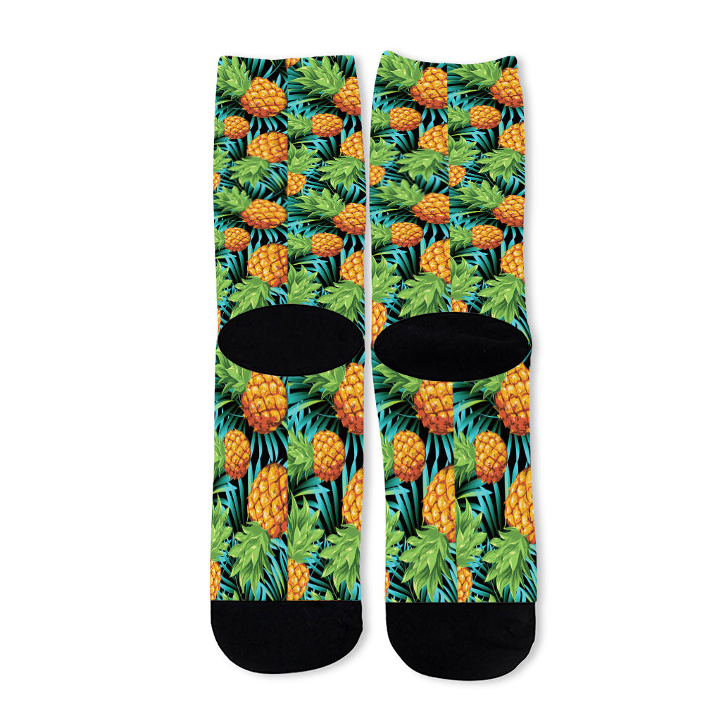 Exotic Tropical Pineapple Pattern Print Long Socks
