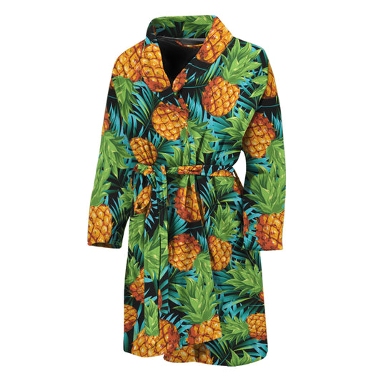 Exotic Tropical Pineapple Pattern Print Men's Bathrobe