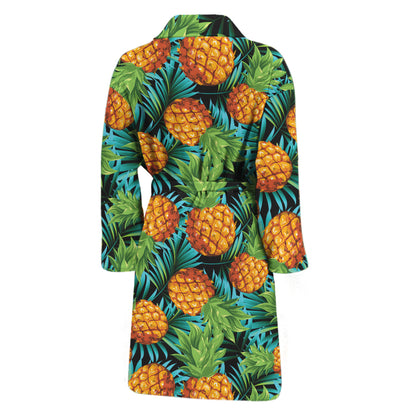 Exotic Tropical Pineapple Pattern Print Men's Bathrobe