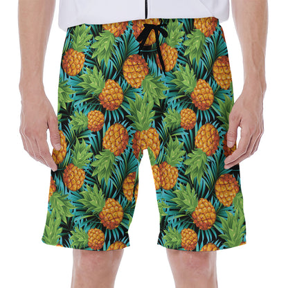 Exotic Tropical Pineapple Pattern Print Men's Beach Shorts