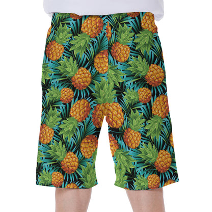 Exotic Tropical Pineapple Pattern Print Men's Beach Shorts