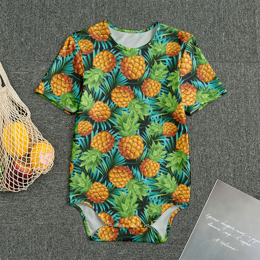 Exotic Tropical Pineapple Pattern Print Men's Bodysuit