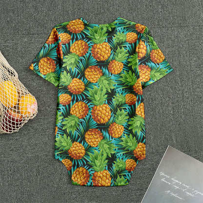 Exotic Tropical Pineapple Pattern Print Men's Bodysuit