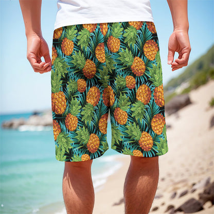 Exotic Tropical Pineapple Pattern Print Men's Cargo Shorts