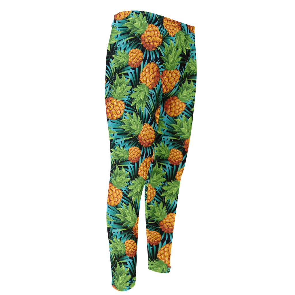Exotic Tropical Pineapple Pattern Print Men's Compression Pants