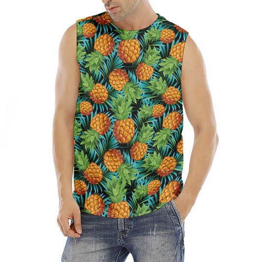 Exotic Tropical Pineapple Pattern Print Men's Fitness Tank Top