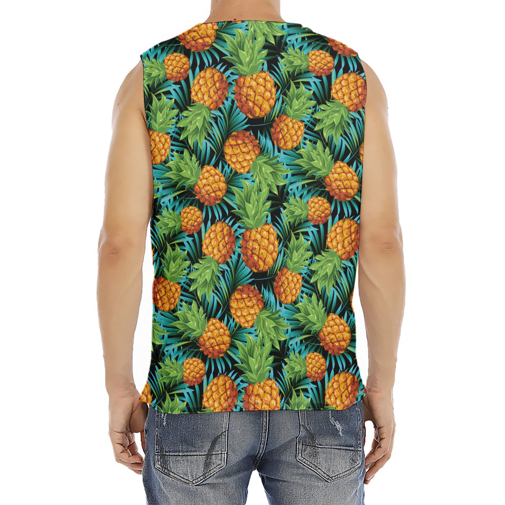Exotic Tropical Pineapple Pattern Print Men's Fitness Tank Top