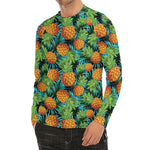 Exotic Tropical Pineapple Pattern Print Men's Long Sleeve Rash Guard