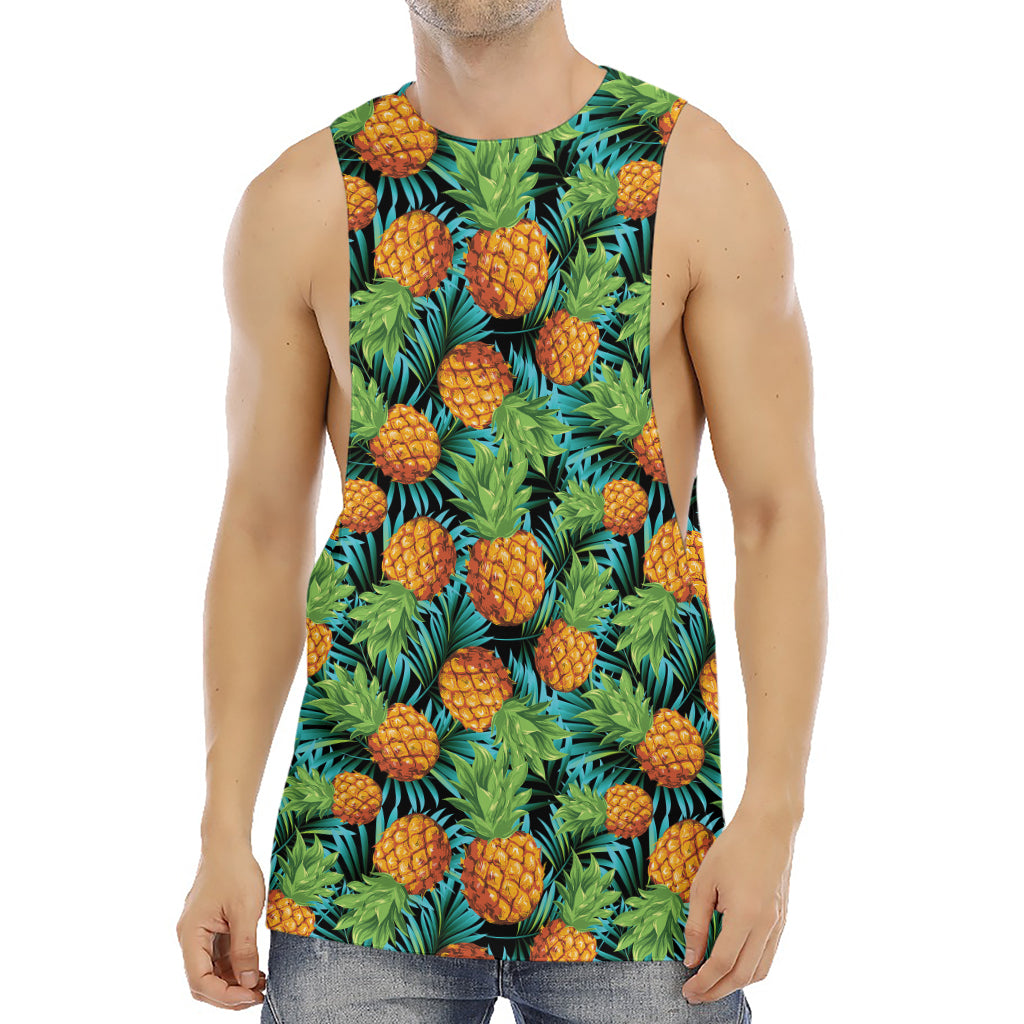 Exotic Tropical Pineapple Pattern Print Men's Muscle Tank Top