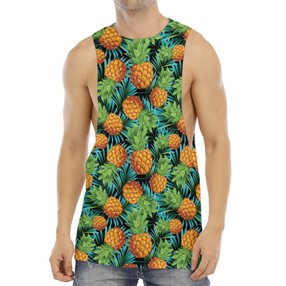 Exotic Tropical Pineapple Pattern Print Men's Muscle Tank Top