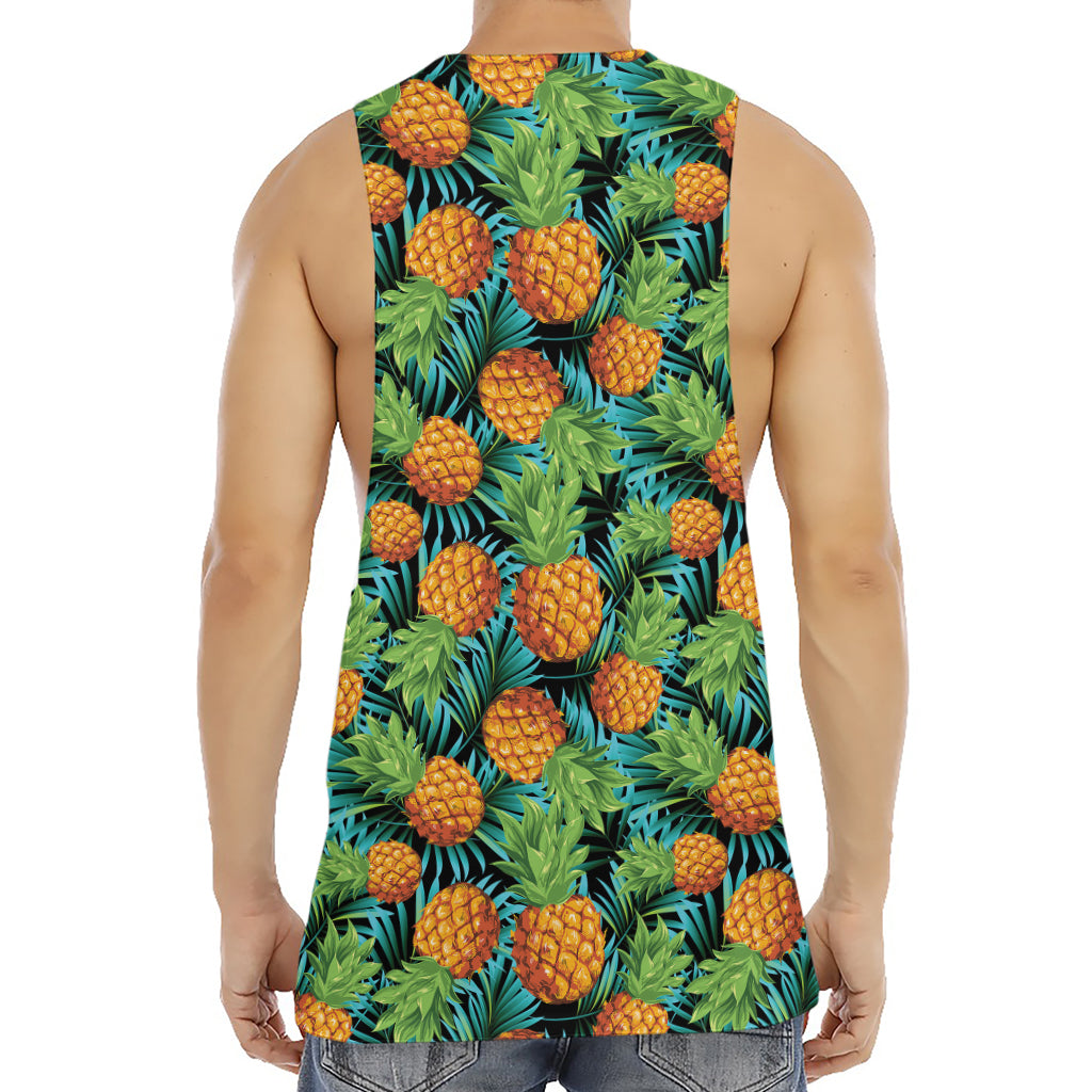 Exotic Tropical Pineapple Pattern Print Men's Muscle Tank Top
