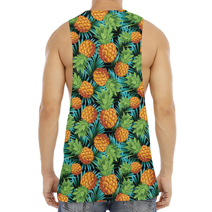 Exotic Tropical Pineapple Pattern Print Men's Muscle Tank Top