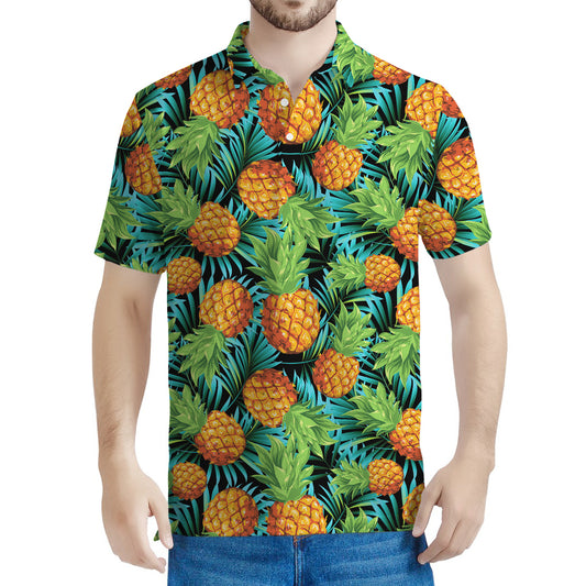 Exotic Tropical Pineapple Pattern Print Men's Polo Shirt
