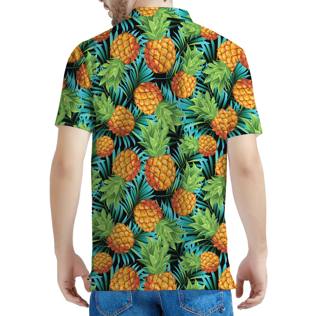 Exotic Tropical Pineapple Pattern Print Men's Polo Shirt