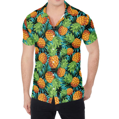 Exotic Tropical Pineapple Pattern Print Men's Shirt